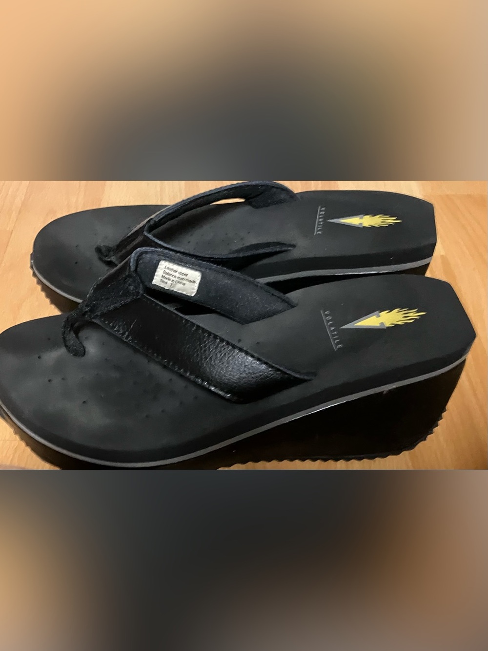 Black Platform Wedge Flip-Flops from volatile - Size 7